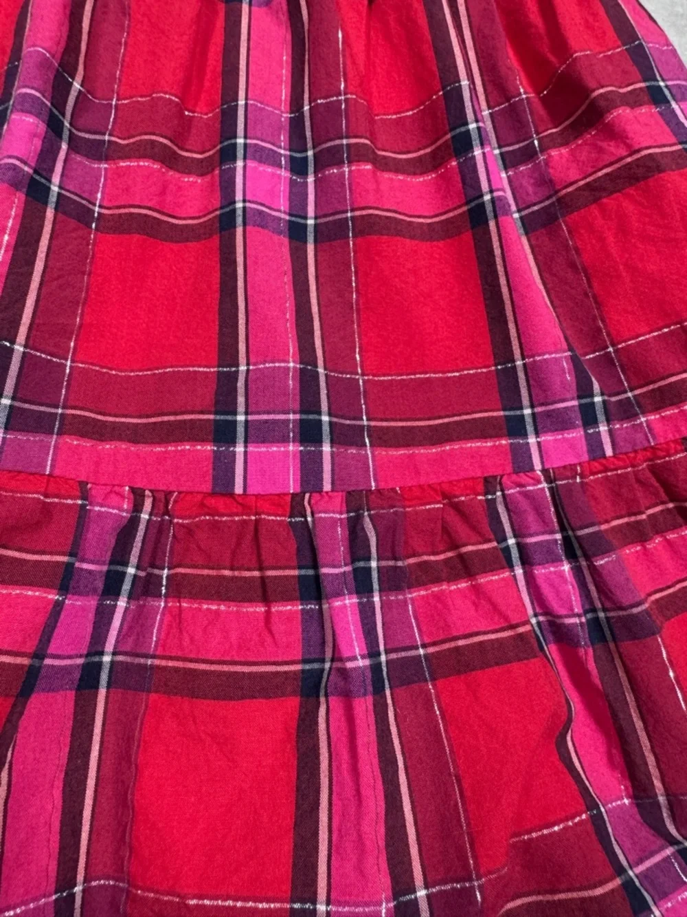 Tucker + Tate Red Pink Silver Plaid Ruffle Holiday Dress Girls Size 2 - Picture 4 of 15
